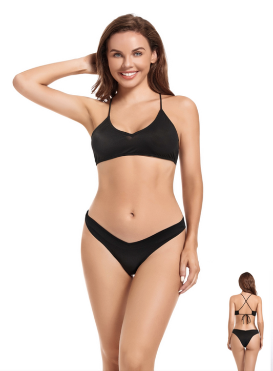 Tan through Women's Bikini Set Black