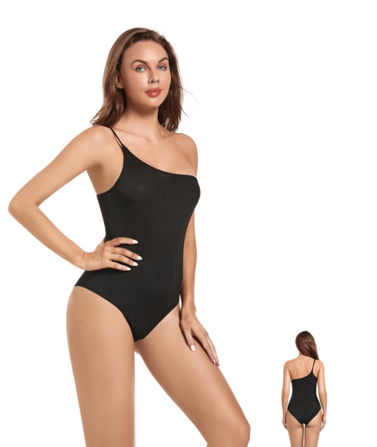 Tan through swimsuit black